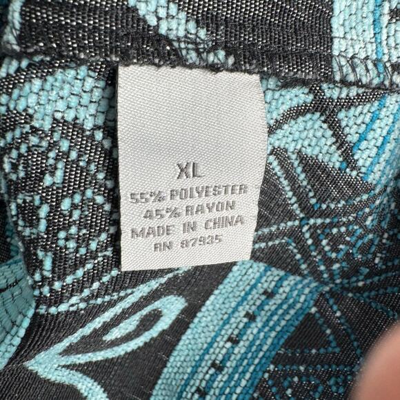 Vintage Dressbarn Womens Tapestry Blazer Jacket Sz XL Teal Art to Wear Full Zip - Picture 8 of 10
